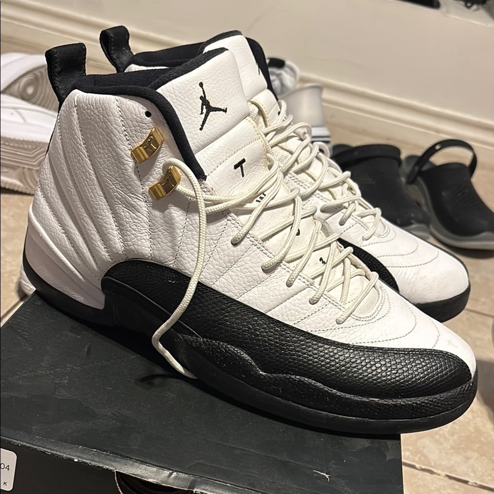 Jordan White and Black High-Top Sneakers Classic Basketball Silhouette